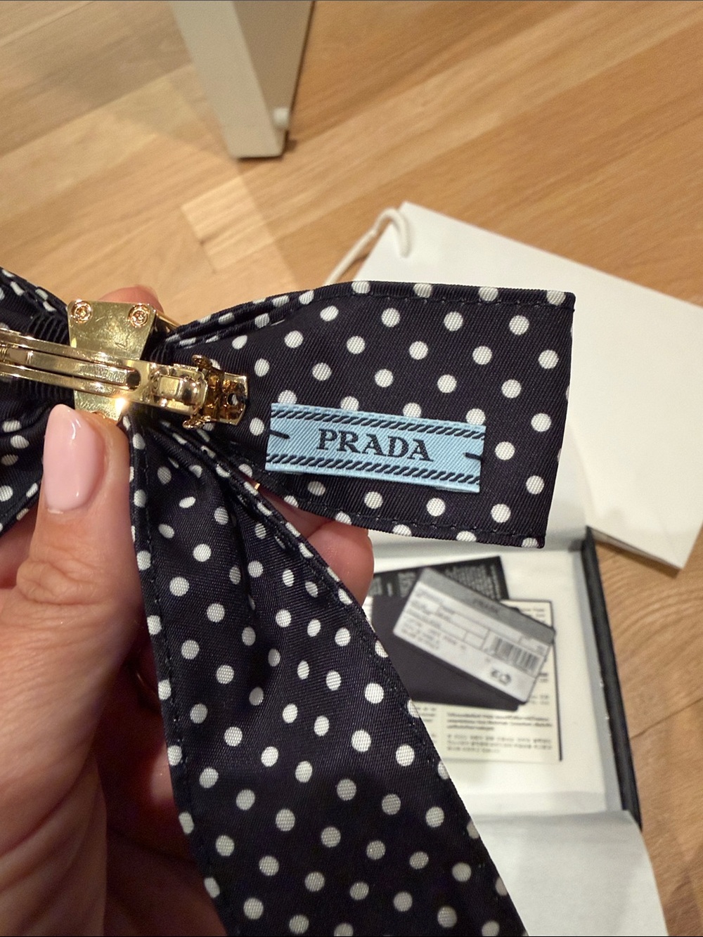 PRADA Black Polka Dot Bow Brooch - Picture 7 of 7